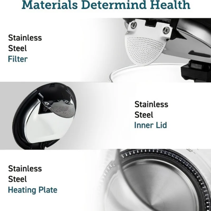 Electric Kettle with Stainless Steel Filter and Inner Lid, 1200W Wide Opening 1.7L Glass Tea Kettle & Hot Water Boiler - Image 3