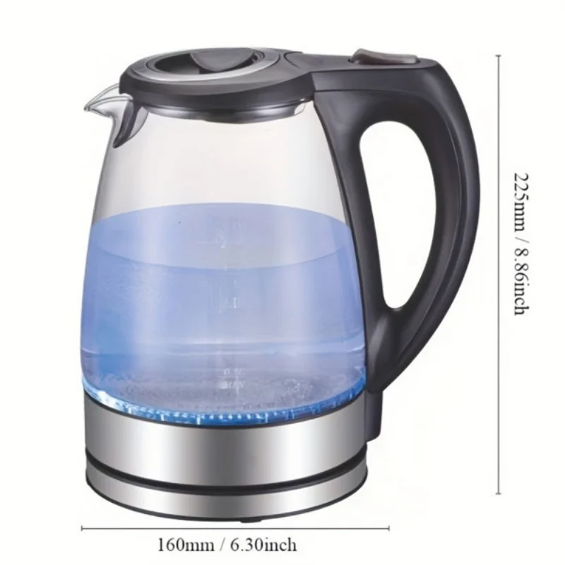 Electric Kettle with Stainless Steel Filter and Inner Lid, 1200W Wide Opening 1.7L Glass Tea Kettle & Hot Water Boiler - Image 5